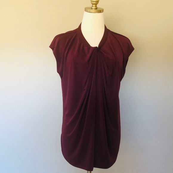 Ann Taylor Petite Maroon V Neck Short Sleeve XLP - Picture 4 of 10
